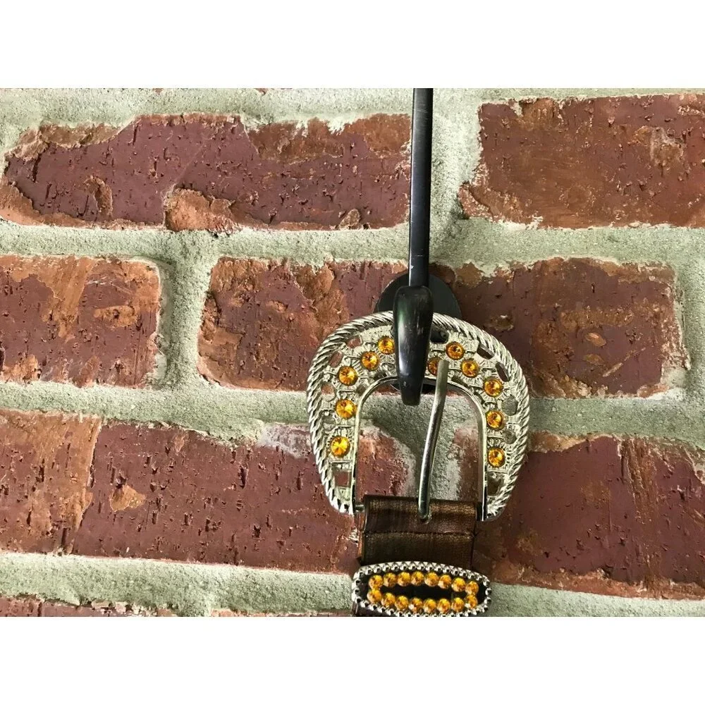 Brown Rhinestone‎ leather belt